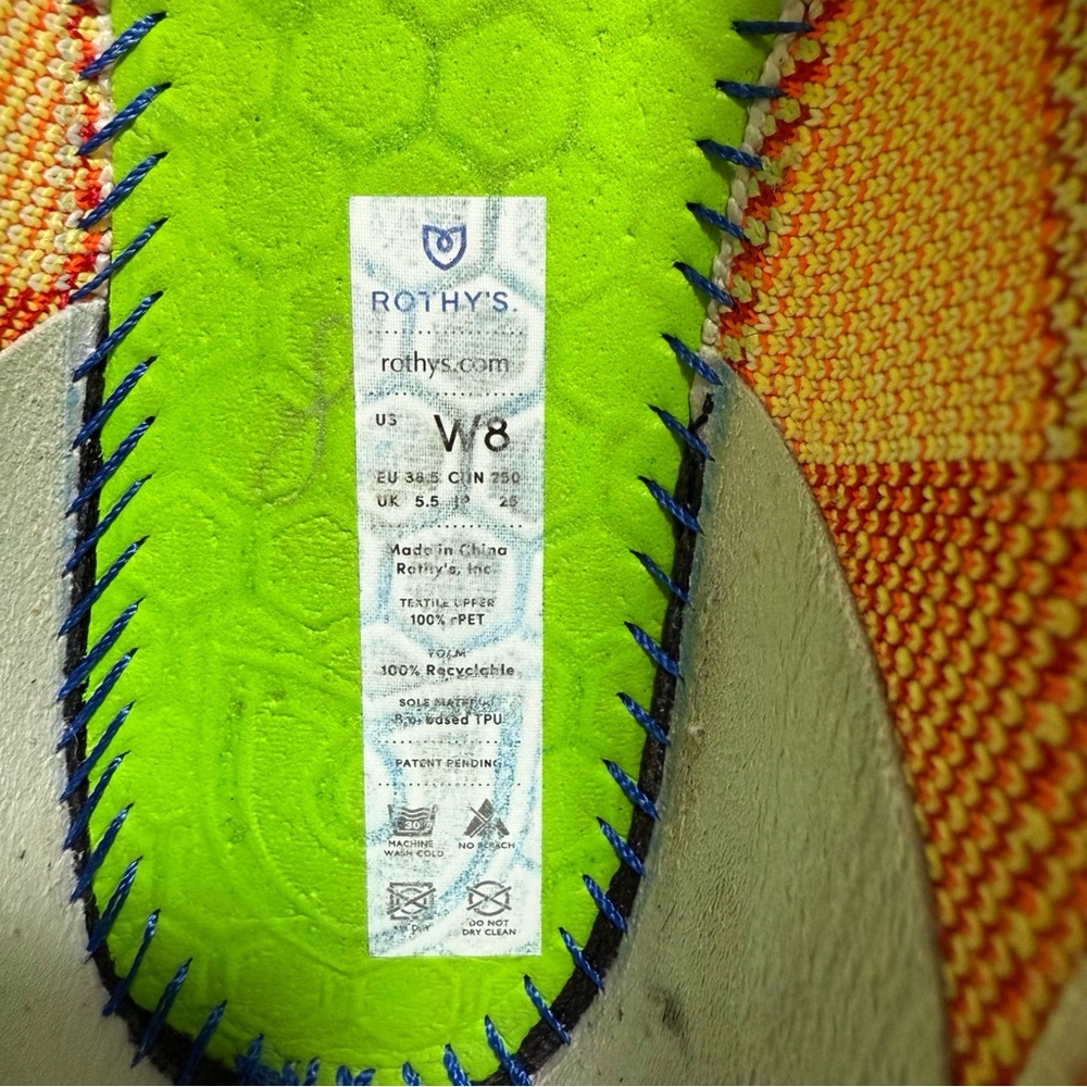 ROTHYS ORANGE RED YELLOW CANDY STRIPE LACE
UP SNEAKER - Picture 10 of 12
